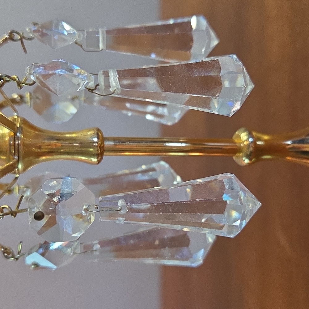 Vintage Candlestick Holder With Crystal Drops - Picture 4 of 7